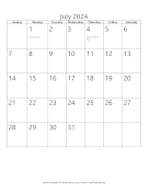 July 2024 Calendar (vertical) calendar