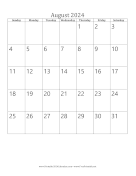 August 2024 Calendar (vertical)