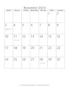 November 2024 Calendar (vertical) calendar