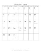 December 2024 Calendar (vertical) calendar