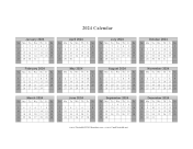 2024 Calendar One Page Horizontal Grid Descending Shaded Weekends calendar