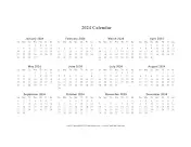 2024 Calendar on one page (horizontal holidays in red)