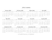 2024 Calendar one page with Large Print