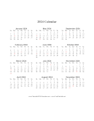 2024 Calendar (vertical descending holidays in red)