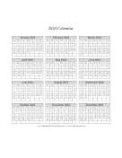 2024 Calendar One Page Vertical Grid calendar