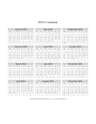 2024 Calendar One Page Vertical Grid Descending Monday Start calendar