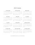 2024 Calendar on one page (vertical holidays in red)