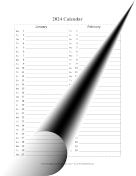 2024 Calendar Vertical List calendar