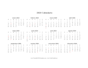 2024 Calendario en Una Pagina Horizontal