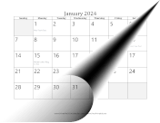 2024 Calendar with days of adjacent months in gray