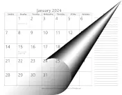 2024 Monthly Calendar with Notes Landscape calendar